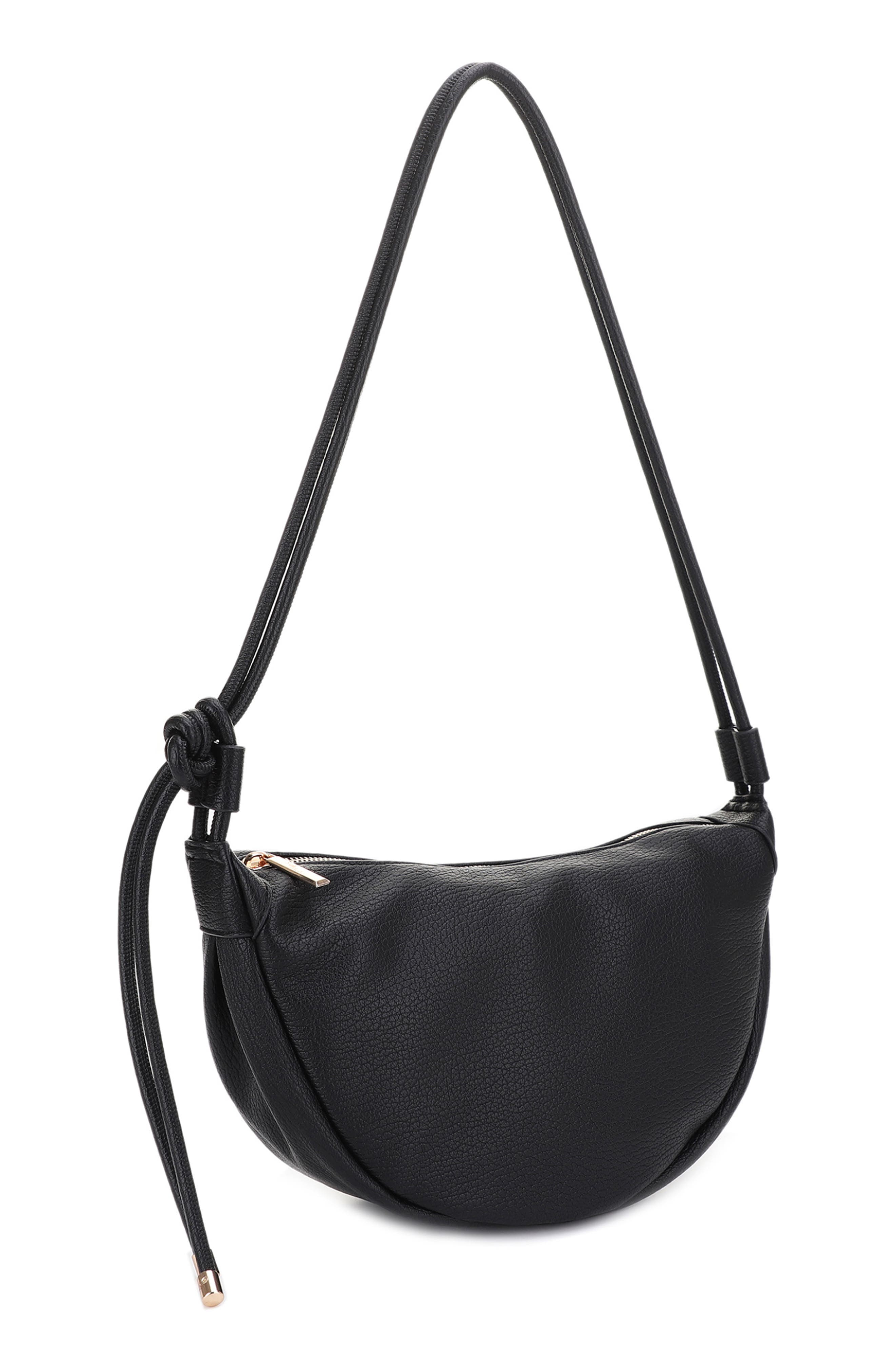 Mali + Lili Aria Recycled Vegan Leather Shoulder Bag, Alternate, color, Black