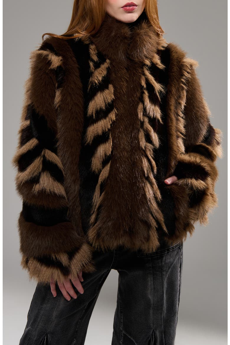 Inez Faux Fur Jacket, Alternate, color, CHOCOLATE