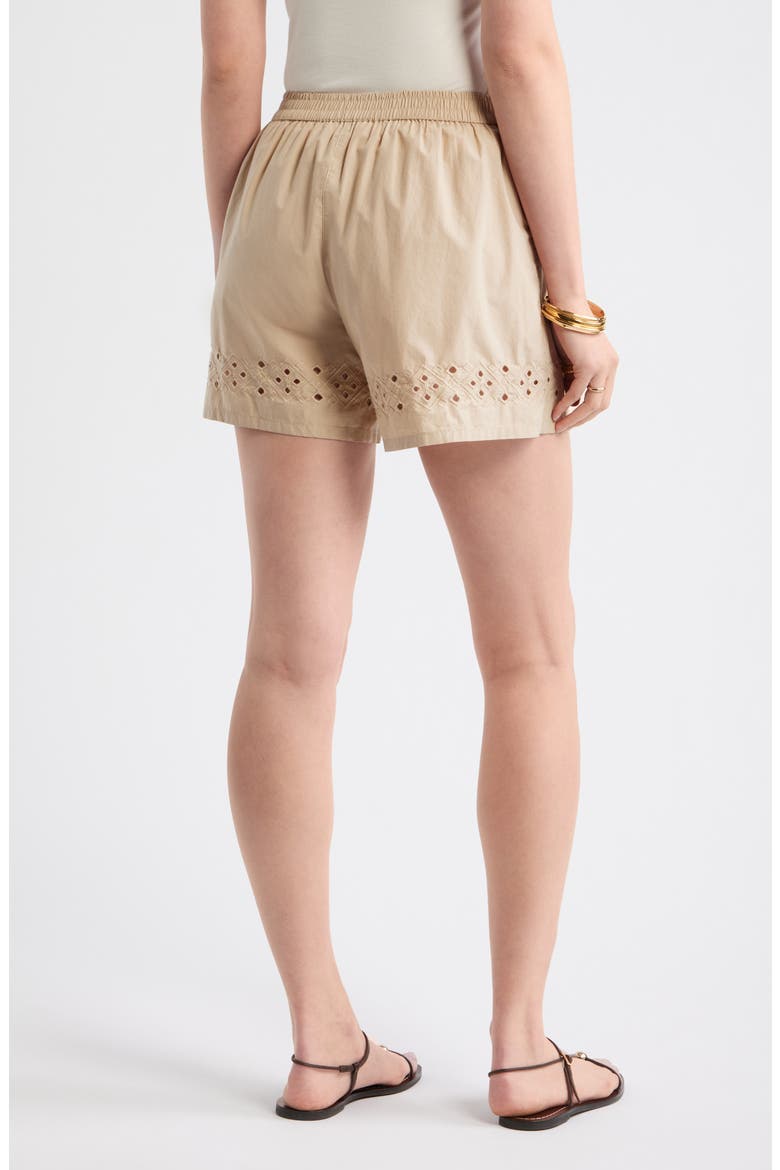 Embroidered Poplin Shorts, Alternate, color, BEIGE HUMUS