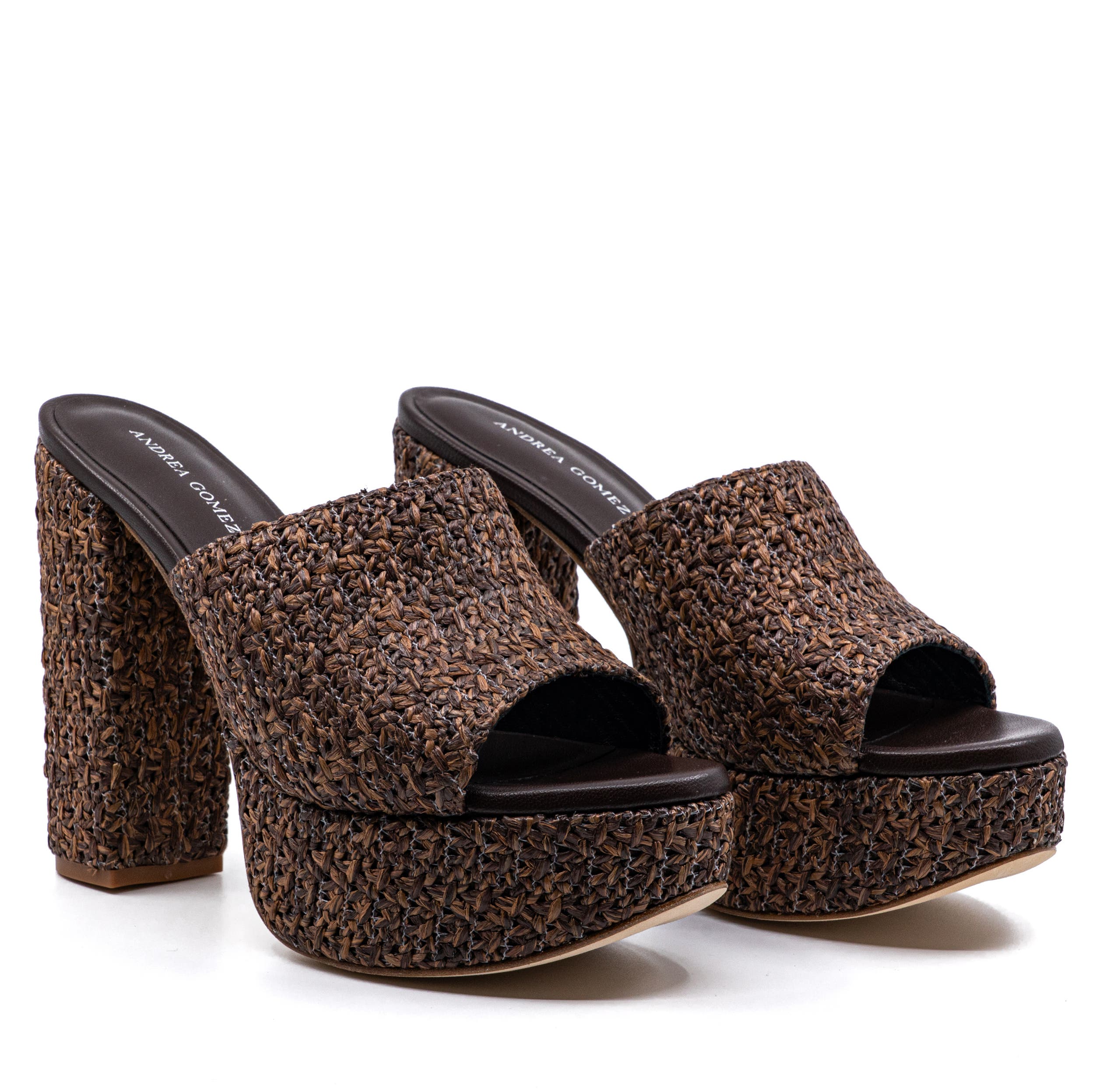 Andrea Gomez Fabiola Raffia Platform, Alternate, color, Brown