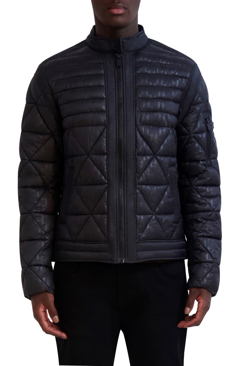 KARL LAGERFELD PARIS Logo Print Quilted Jacket, Main, color, 