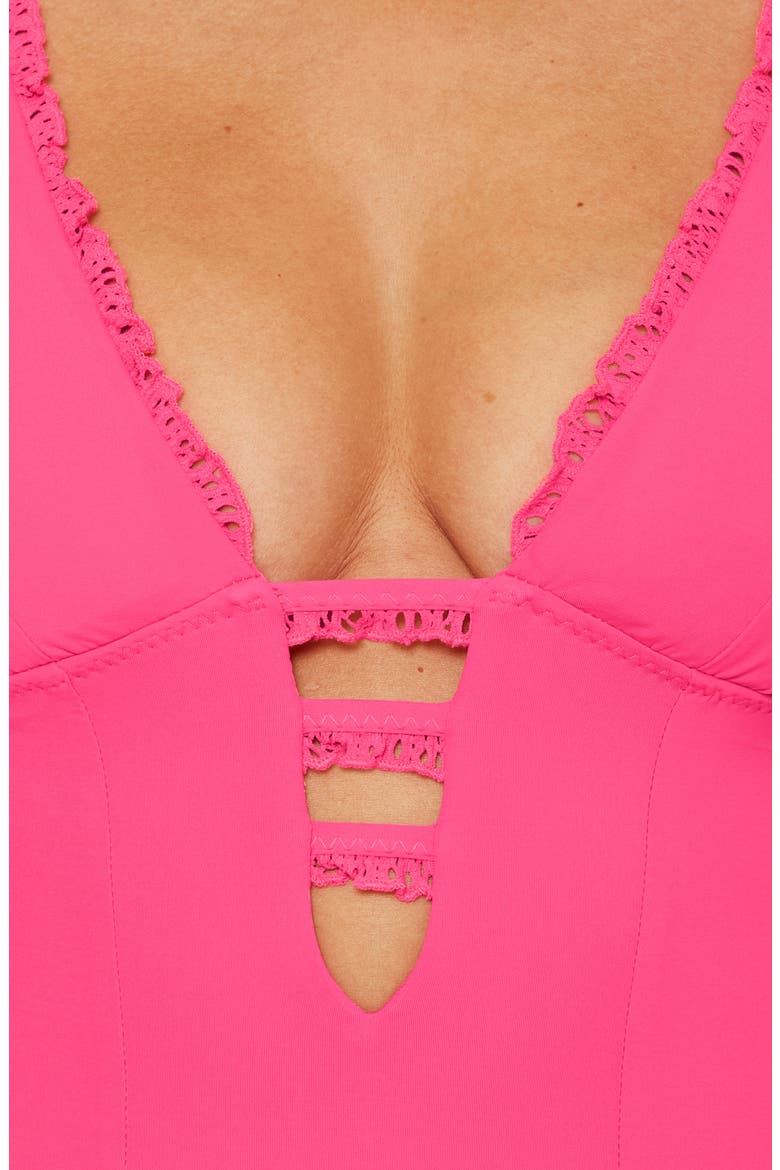 Frills Plunge One-Piece Swimsuit, Alternate, color, PUNCH