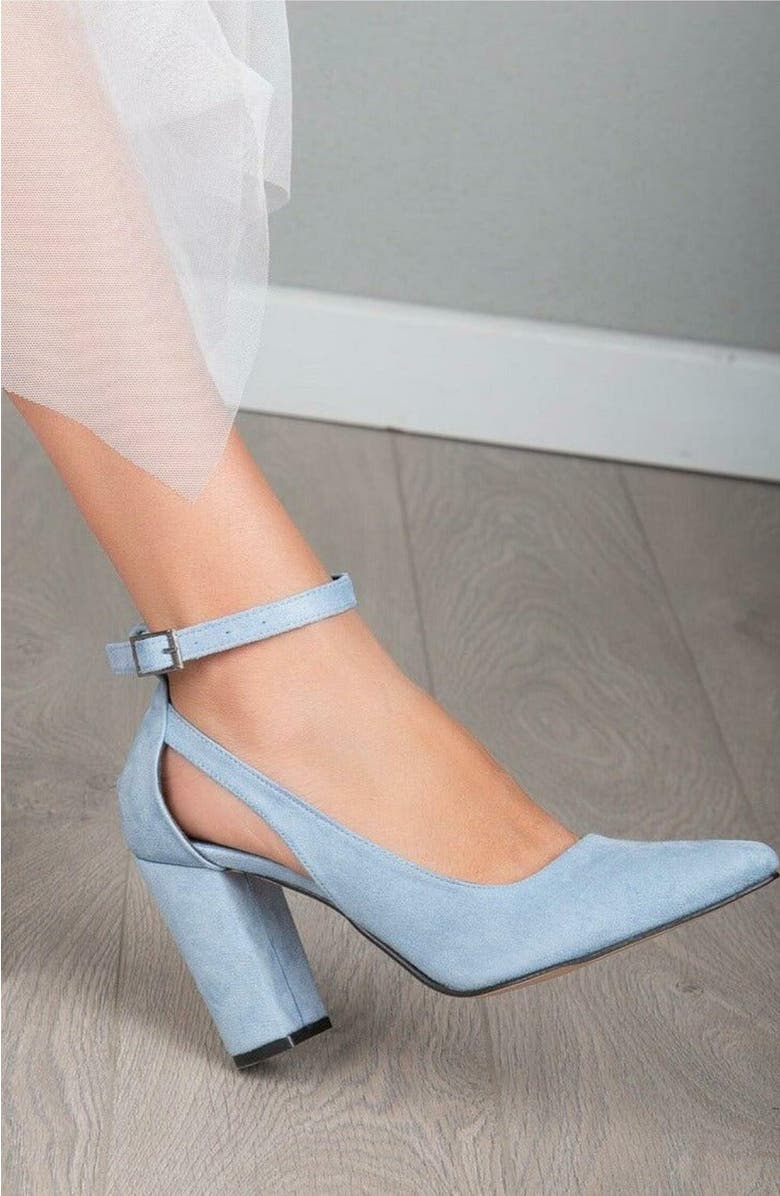 Forever
Always Shoes Colette Pointed Toe High Block Heels, Alternate, color, Baby Blue Suede