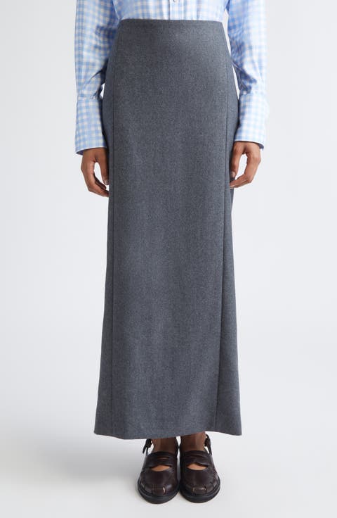 Wool Flannel Pencil Skirt
