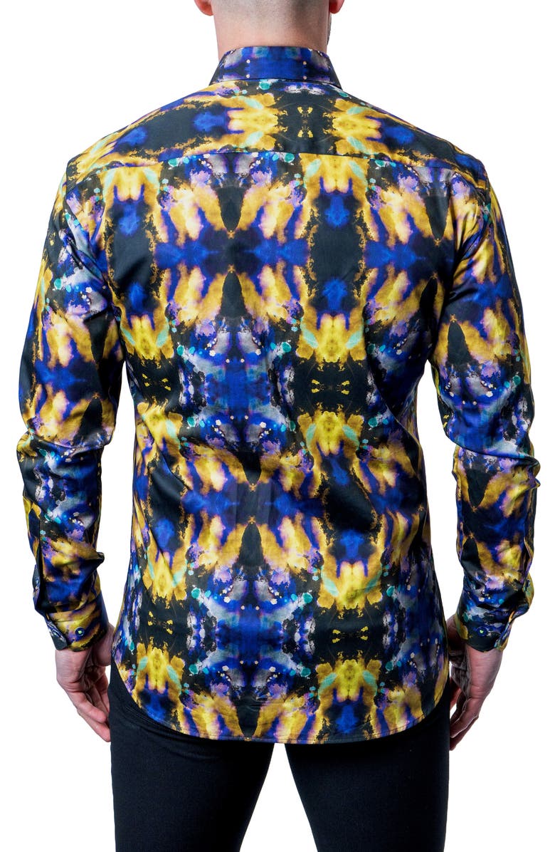 Maceoo Fibonacci Tie Dye Trip Button-Up Shirt, Alternate, color, 