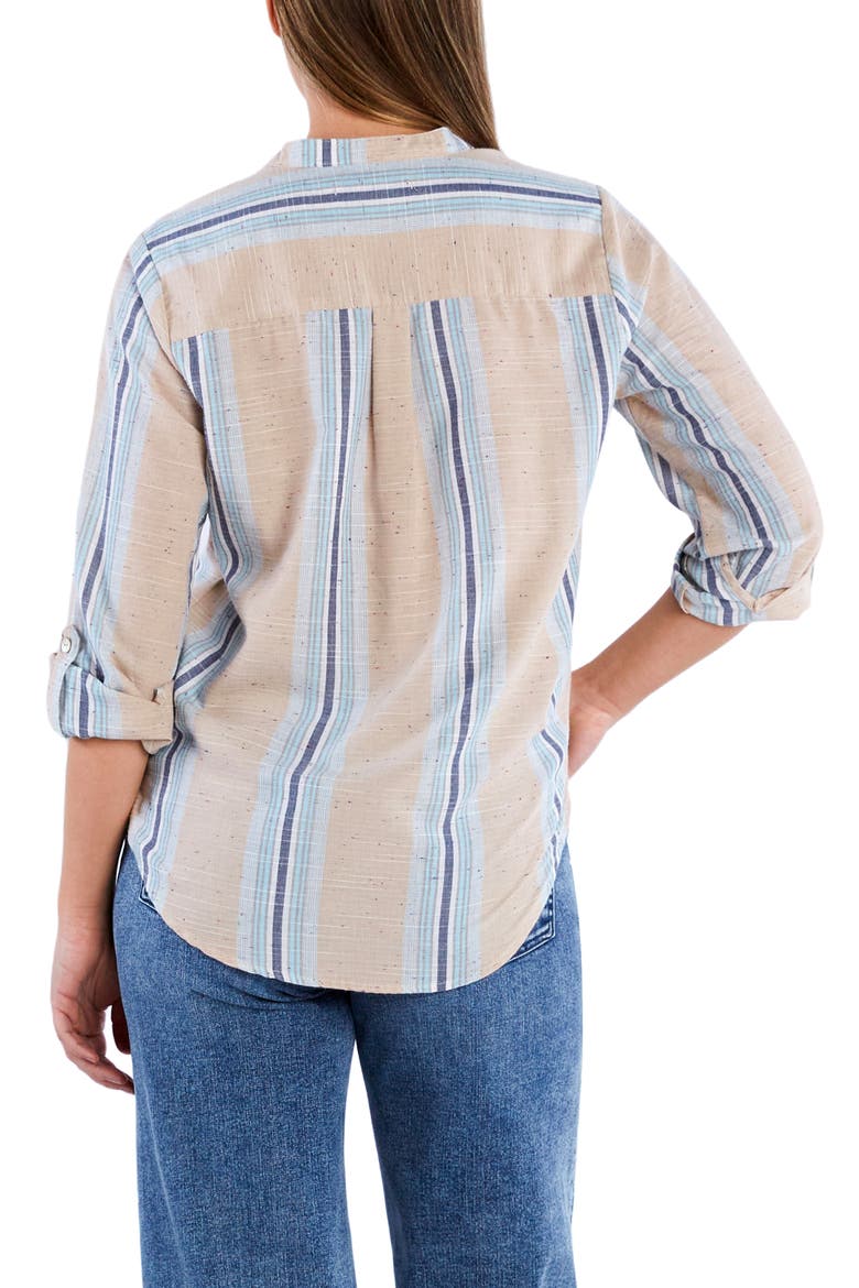 Belize Stripe Roll Tab Sleeve Popover Shirt, Alternate, color, BLUE MULTI STRIPES