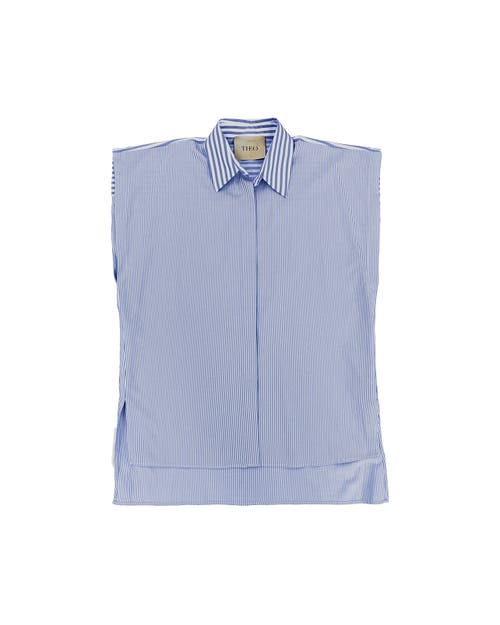 Theo The Label Echo Back Button Sleeveless Shirt In Palace Blue