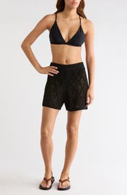 Elan Openwork Knit Cover-Up Shorts