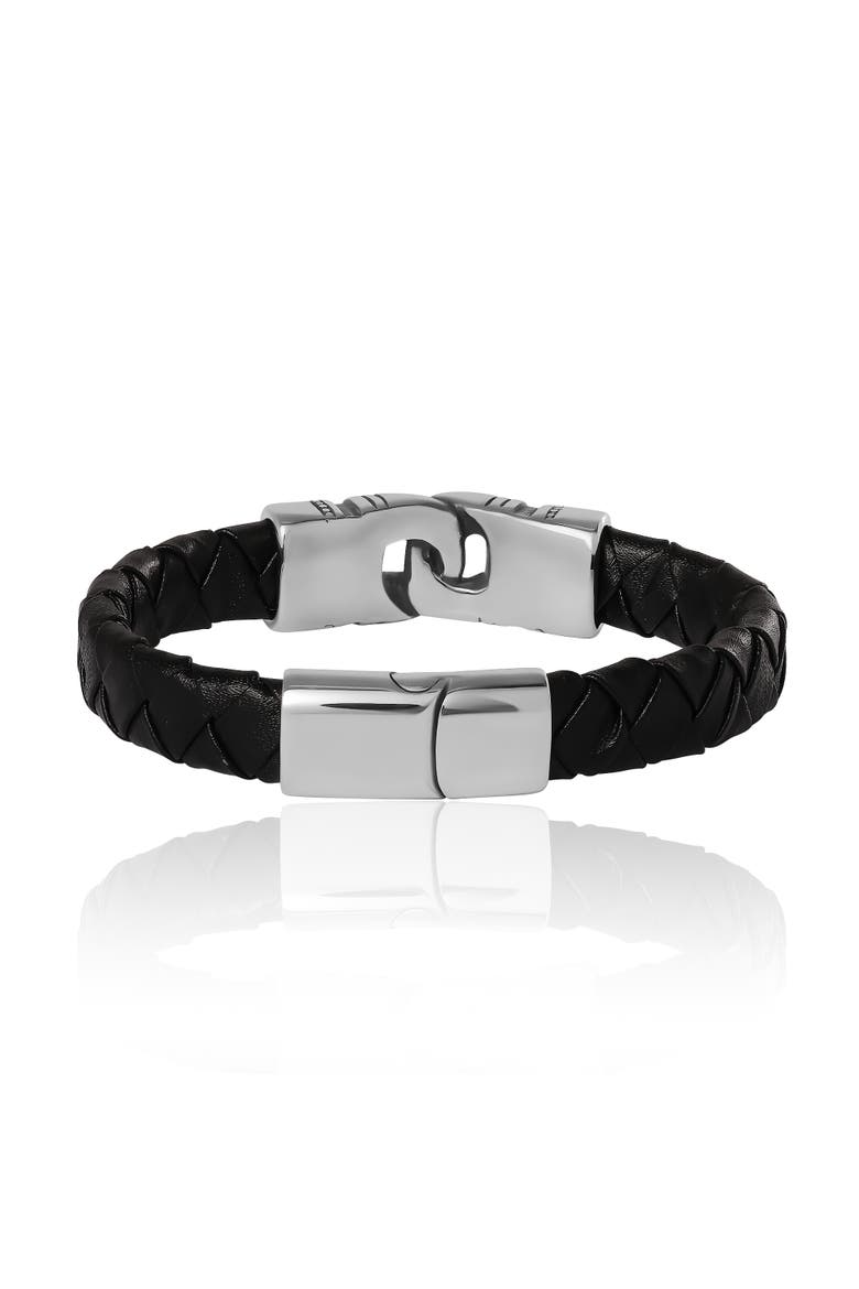 Black Woven Bracelet, Alternate, color, Silver