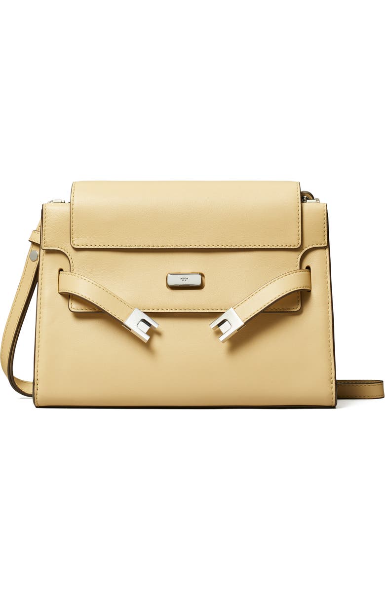 Tory Burch Lee Radziwill Leather Shoulder Bag, Main, color, Praline