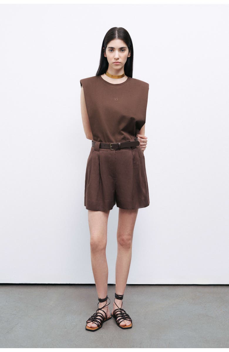 Nocturne Belted Linen Mini Shorts, Main, color, 