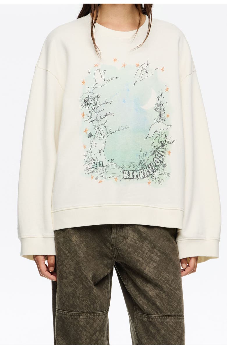 Bimba y Lola Swans Straight Cut Sweatshirt, Main, color, Ivory
