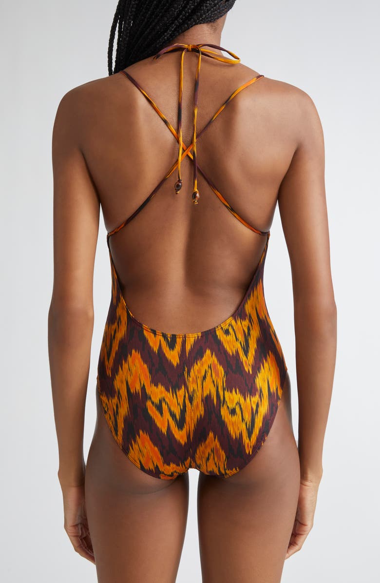 Ulla Johnson Leila Beaded One-Piece Swimsuit, Alternate, color, Terra