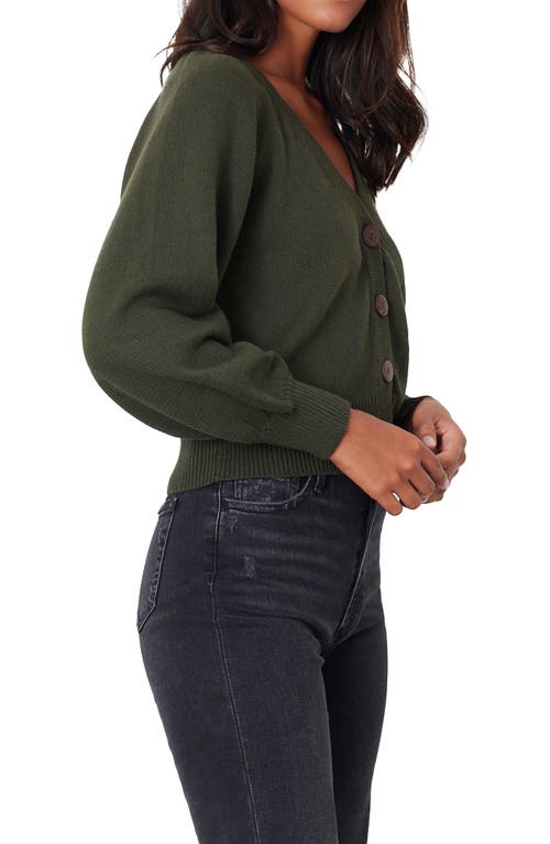 Paneros Clothing Greta Cropped Cotton Cardigan In Forest Green