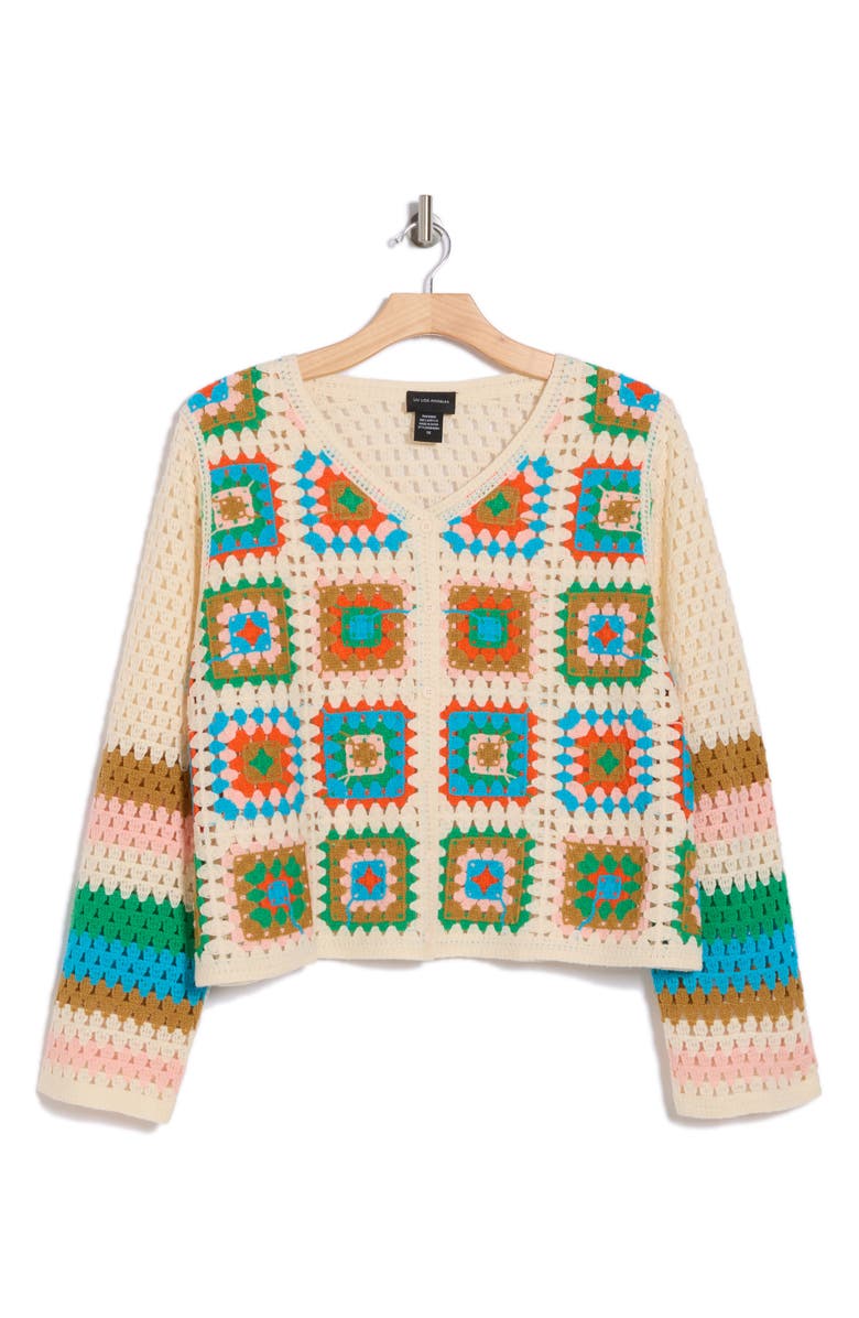 Forgotten Grace Crochet Square Open Knit Cardigan, Alternate, color,