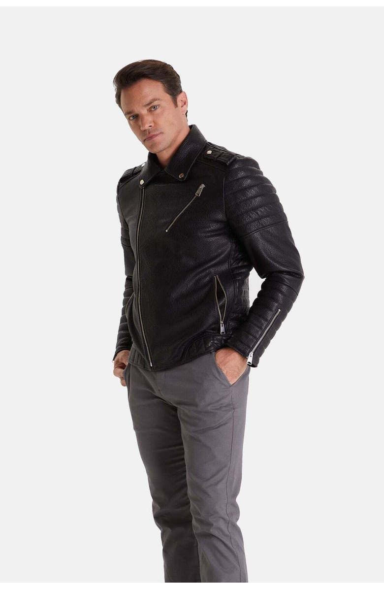 FURNIQ UK Quentin Leather Jacket, Alternate, color, Black