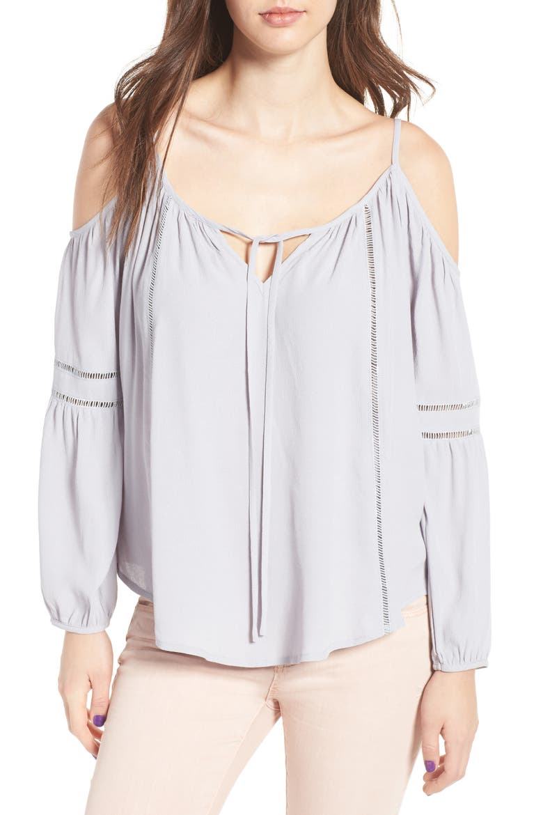 Split Neck Cold Shoulder Blouse, Main, color, PERIWINKLE
