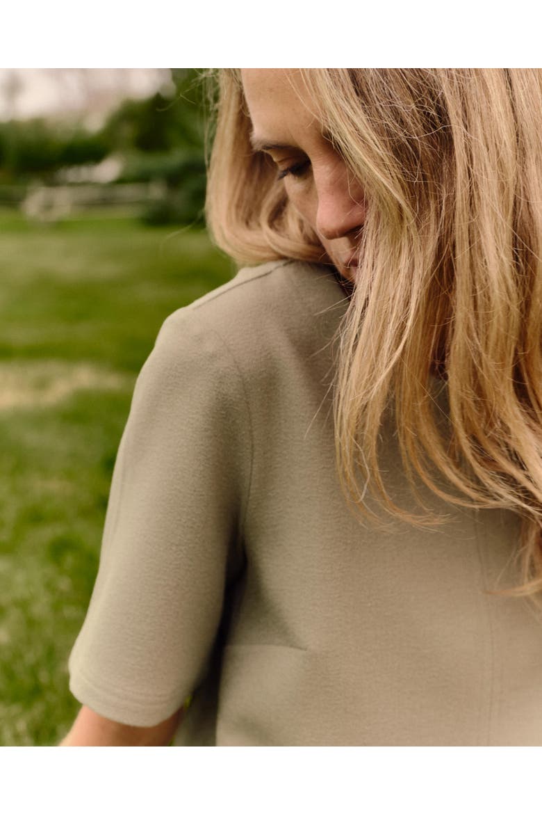 Chloe Pebbled Crepe Top, Alternate, color, Moss