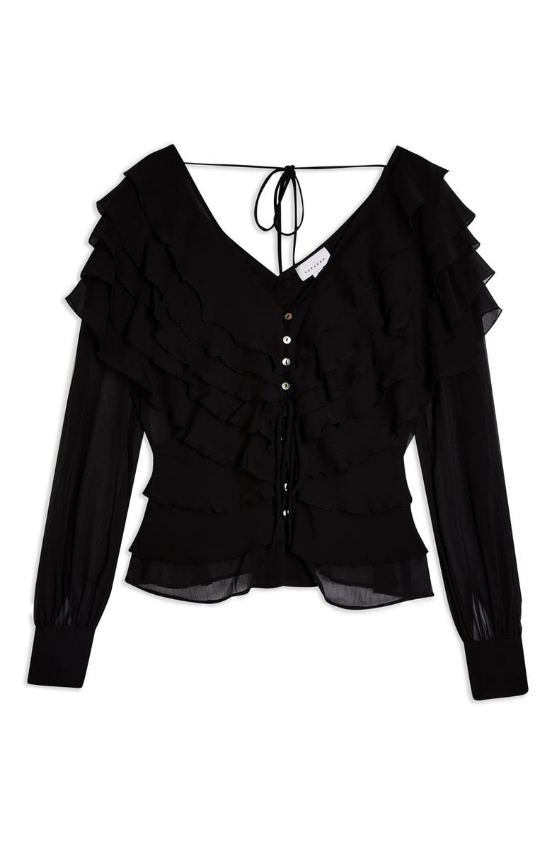 Topshop Layered Ruffle Blouse, Alternate, color, 