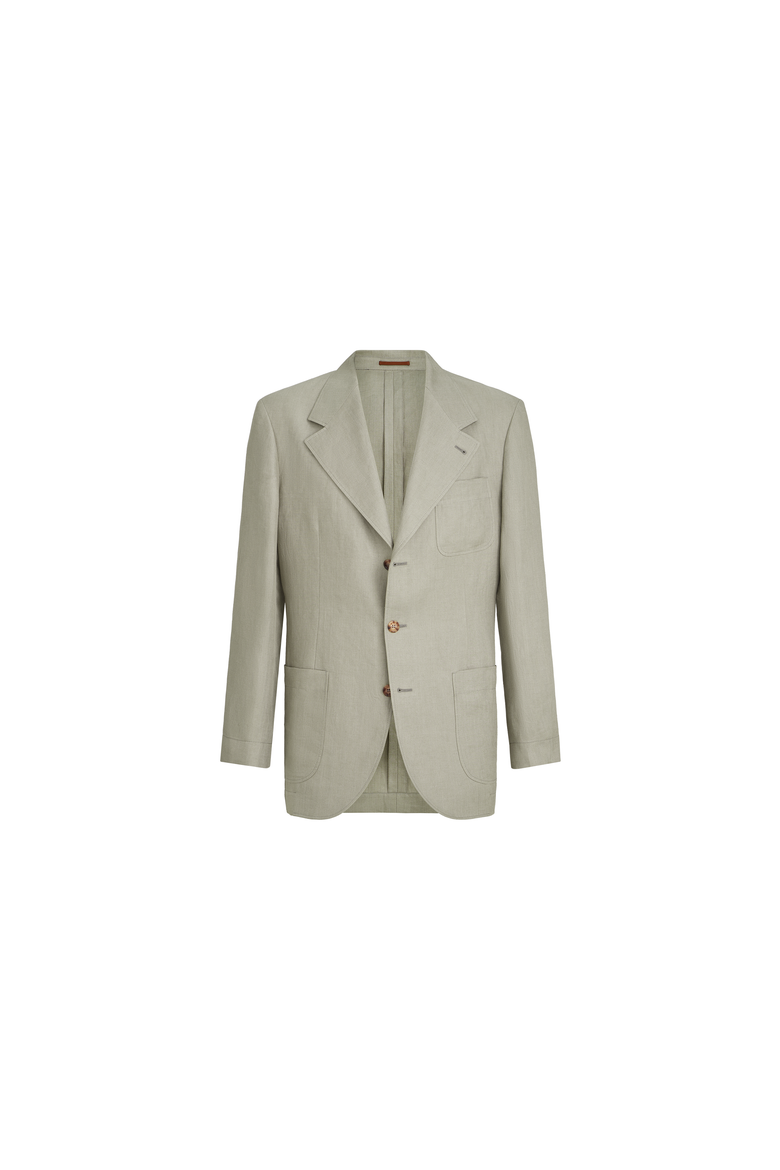 Linen micro chevron unlined blazer, Alternate, color, Sage