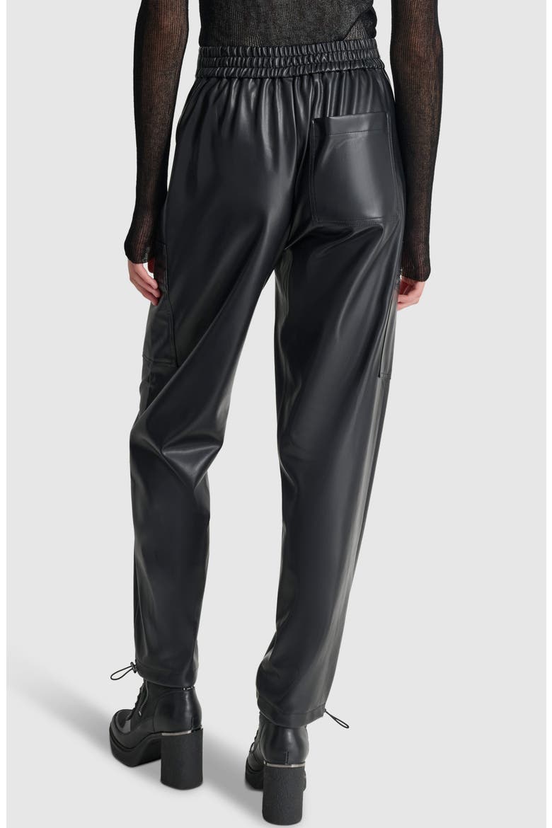 Faux Leather Cargo Pants, Alternate, color, BLACK