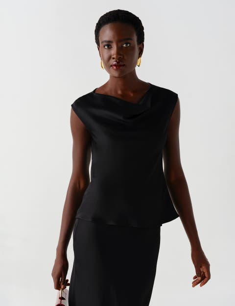 Aila Satin Cowl Neck Top