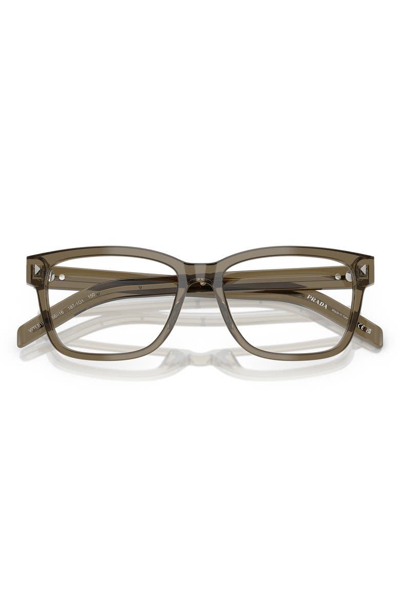 Prada 56mm Rectangular Optical Glasses, Alternate, color, Transparent Brown / Demo Lens