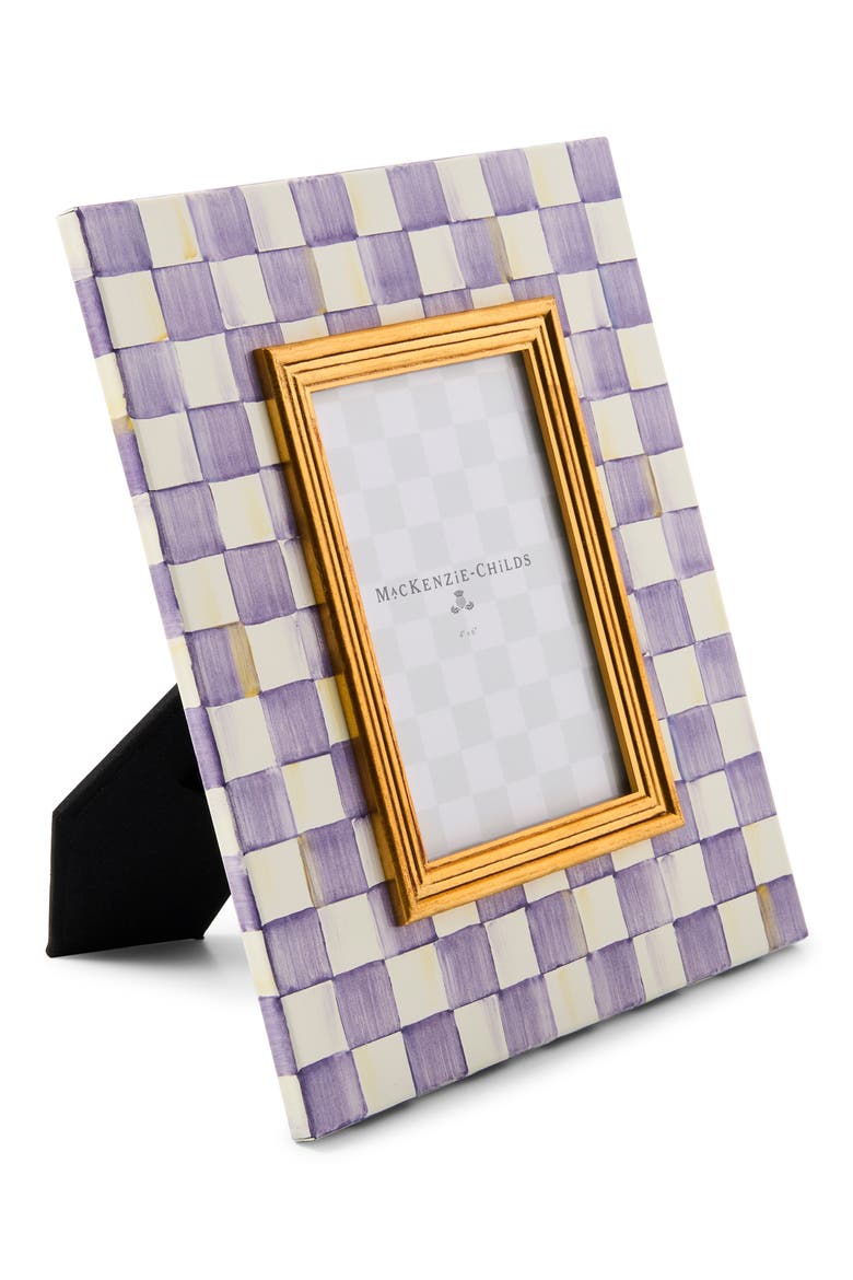 Violet Check 4" x 6" Picture Frame, Alternate, color, PURPLE