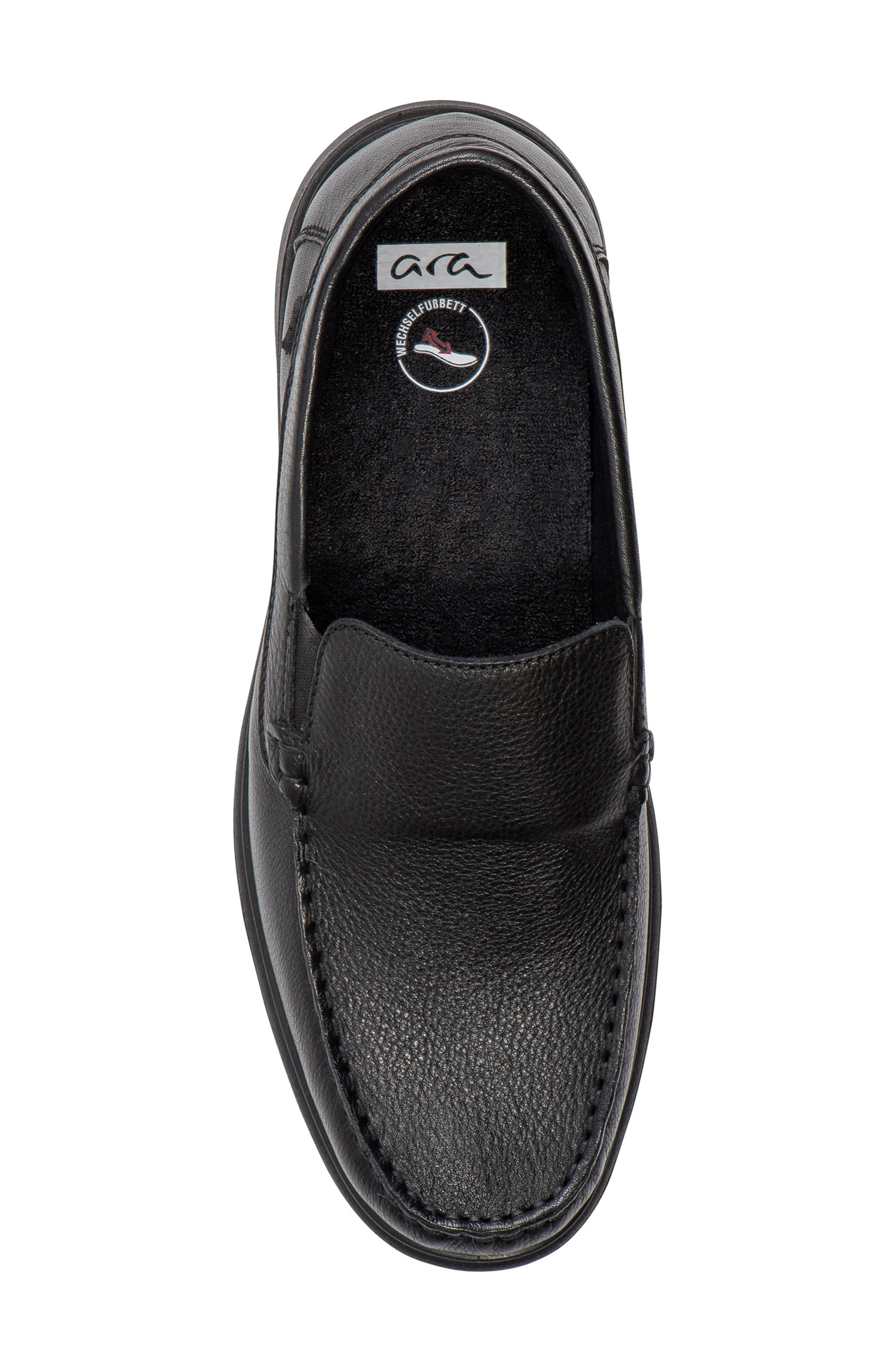 ara Lagrange Moc Toe Loafer, Alternate, color, Black Nappa Leather