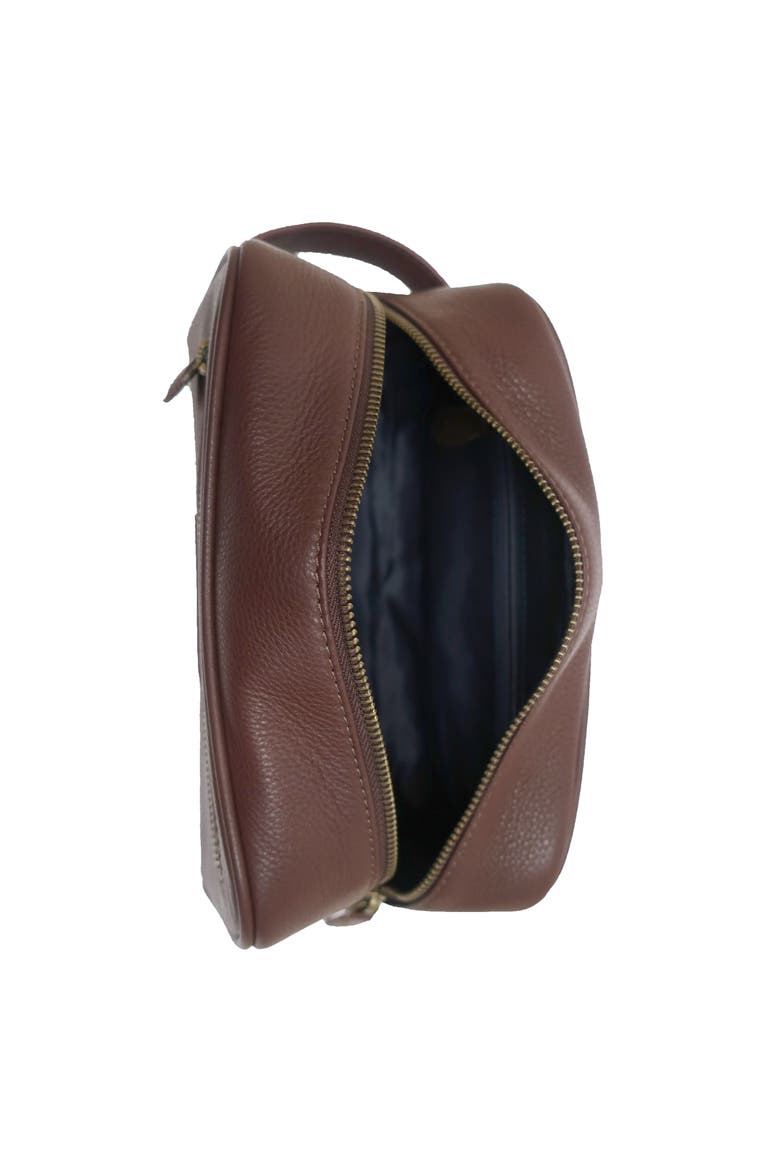 Full grain leather travel kit, brown, Alternate, color, Brown
