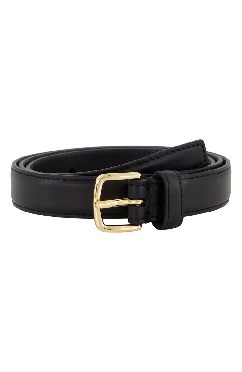 Vince Stitched Leather Belt, Main, color, Black / Gold