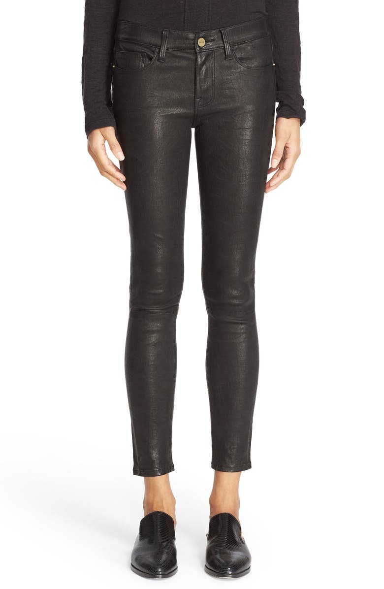 FRAME 'Le Skinny' Lambskin Leather Pants, Main, color,