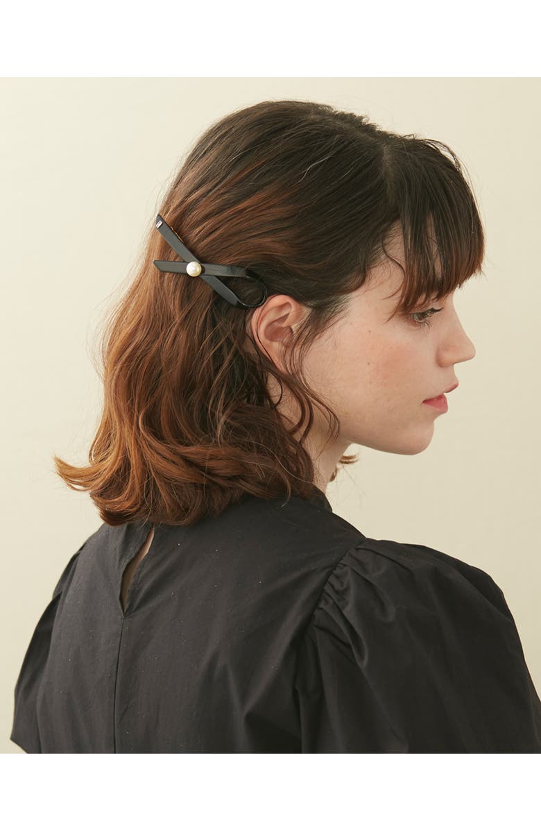 Alexandre de Paris Lutece acetate and pearl barette, Alternate, color, Black