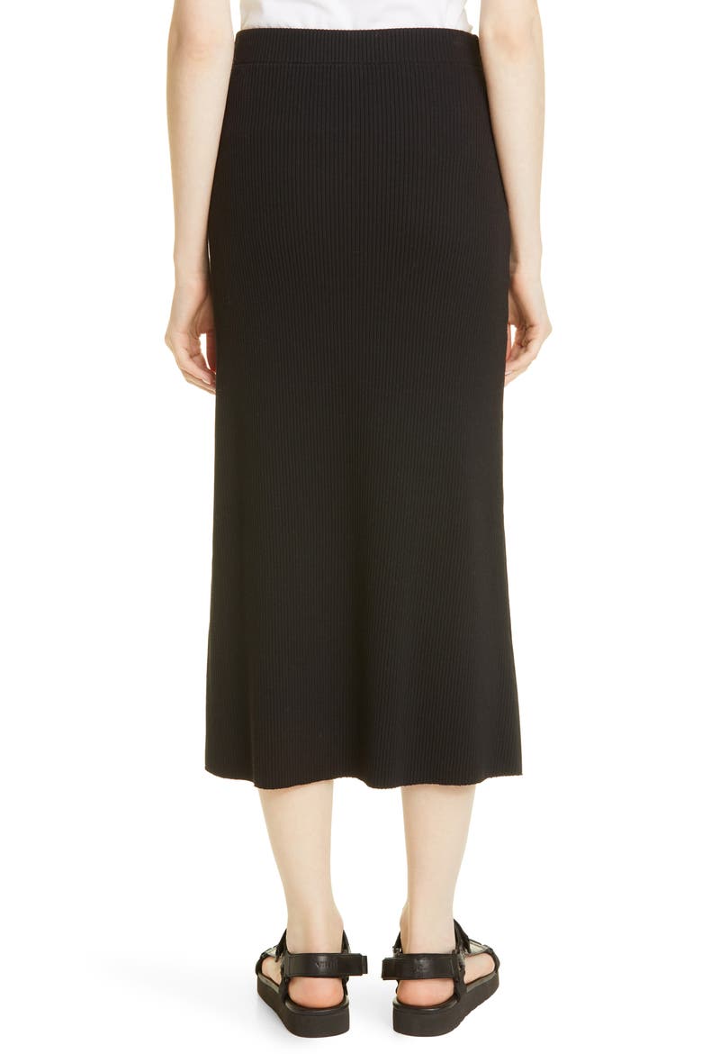 Ribbed Midi Skirt, Alternate, color, BLACK