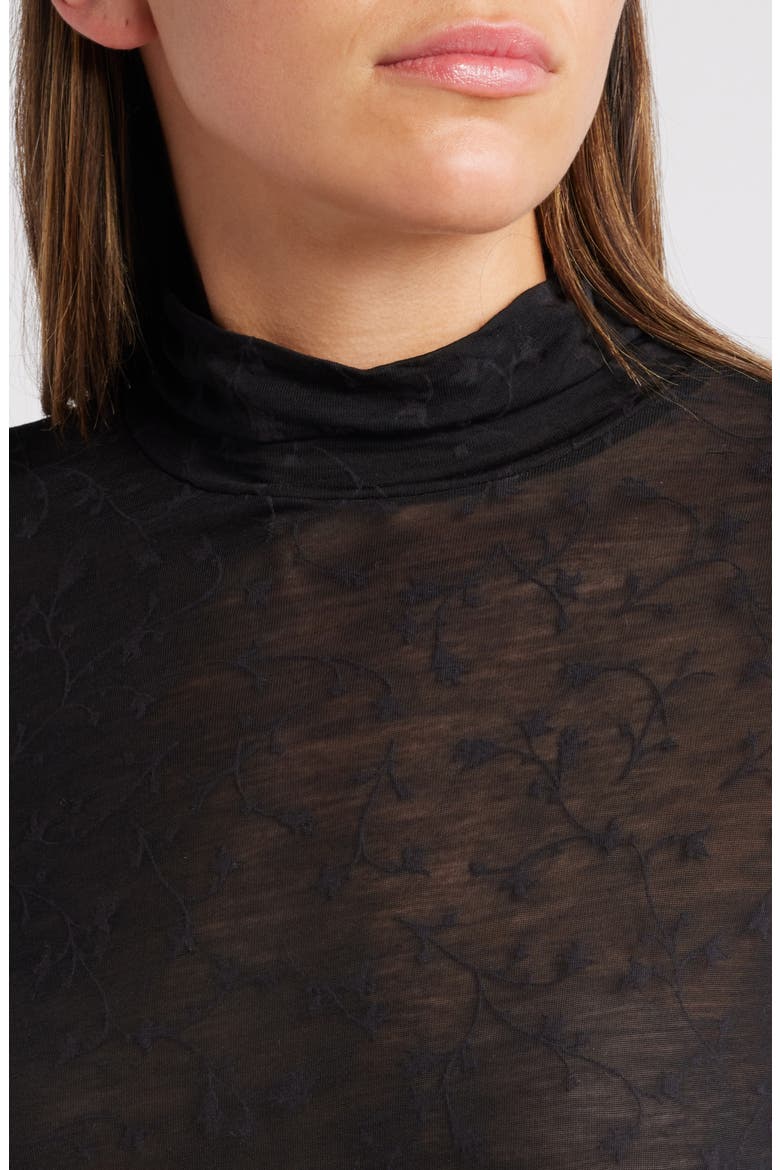 Valencia Floral Turtleneck Top, Alternate, color, BLACK