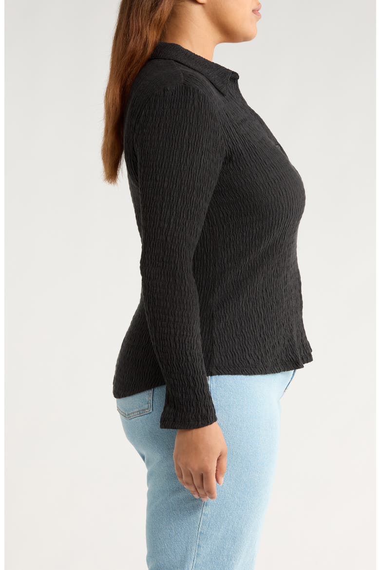 Dreamgirl Long Sleeve Textured Knit Shirt, Alternate, color, BLACK