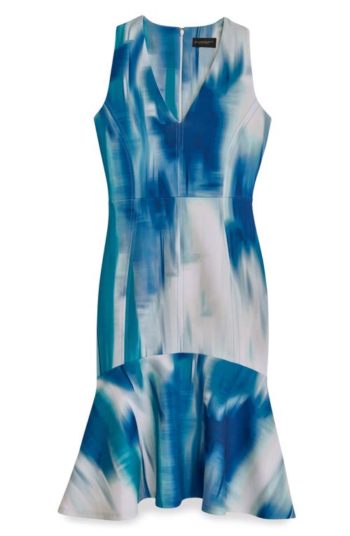 Donna Karan New York Sleeveless Ruffle Hem Dress In Ink Multi
