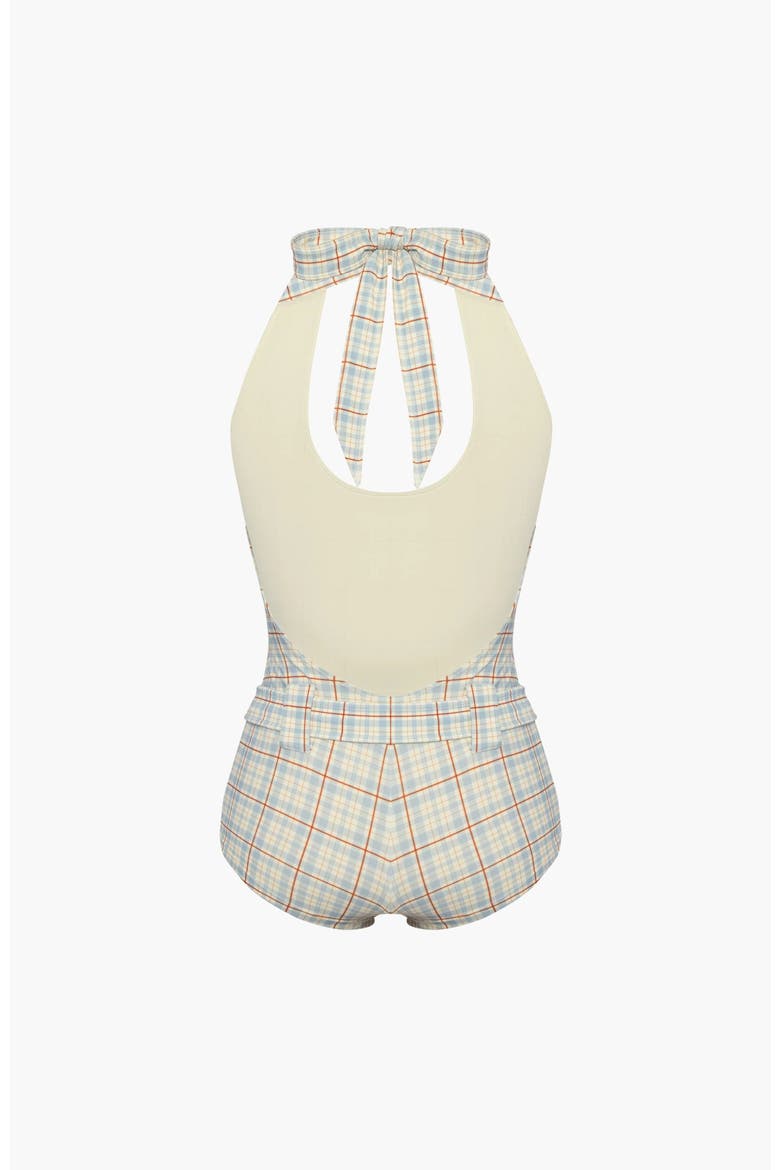 Halter One Piece, Alternate, color, Cream Plaid