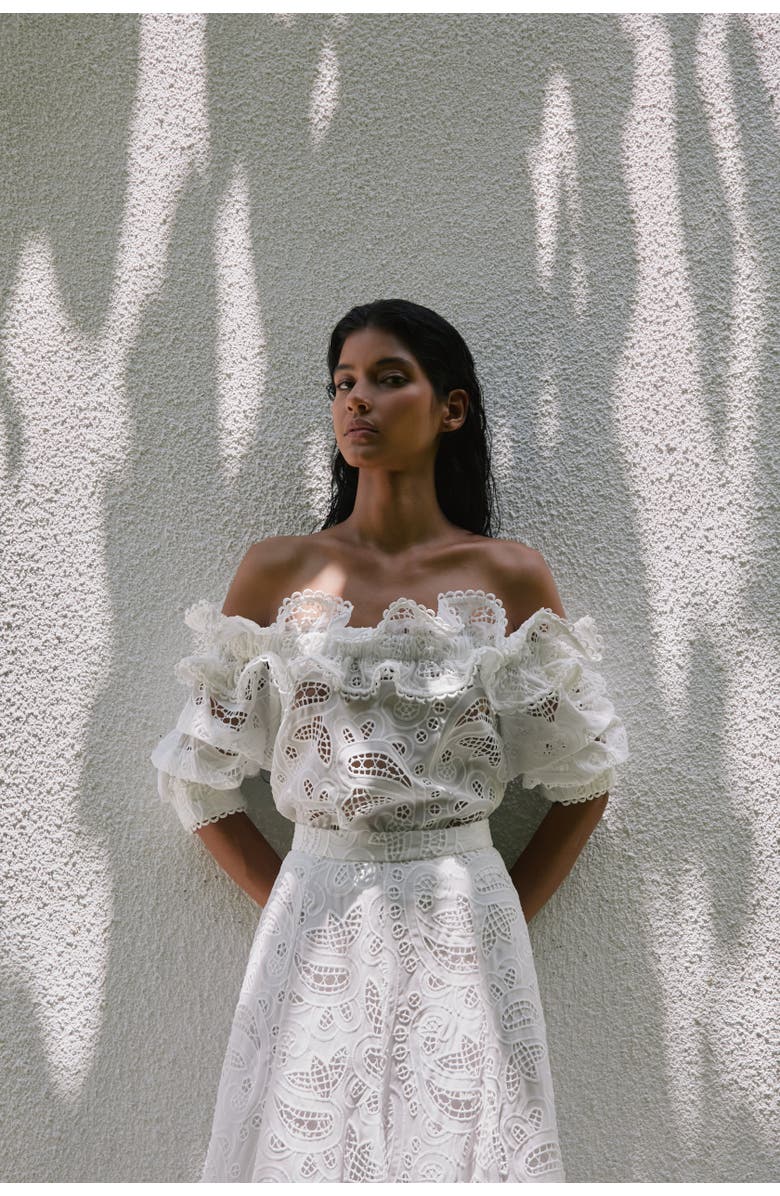 NO PISE LA GRAMA Agave Top, Alternate, color, White Eyelet