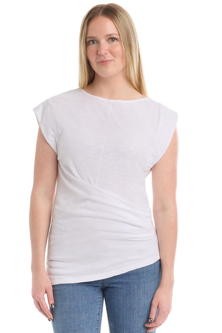 Boat Neck Rolled Cuff Tee, Main, color, White