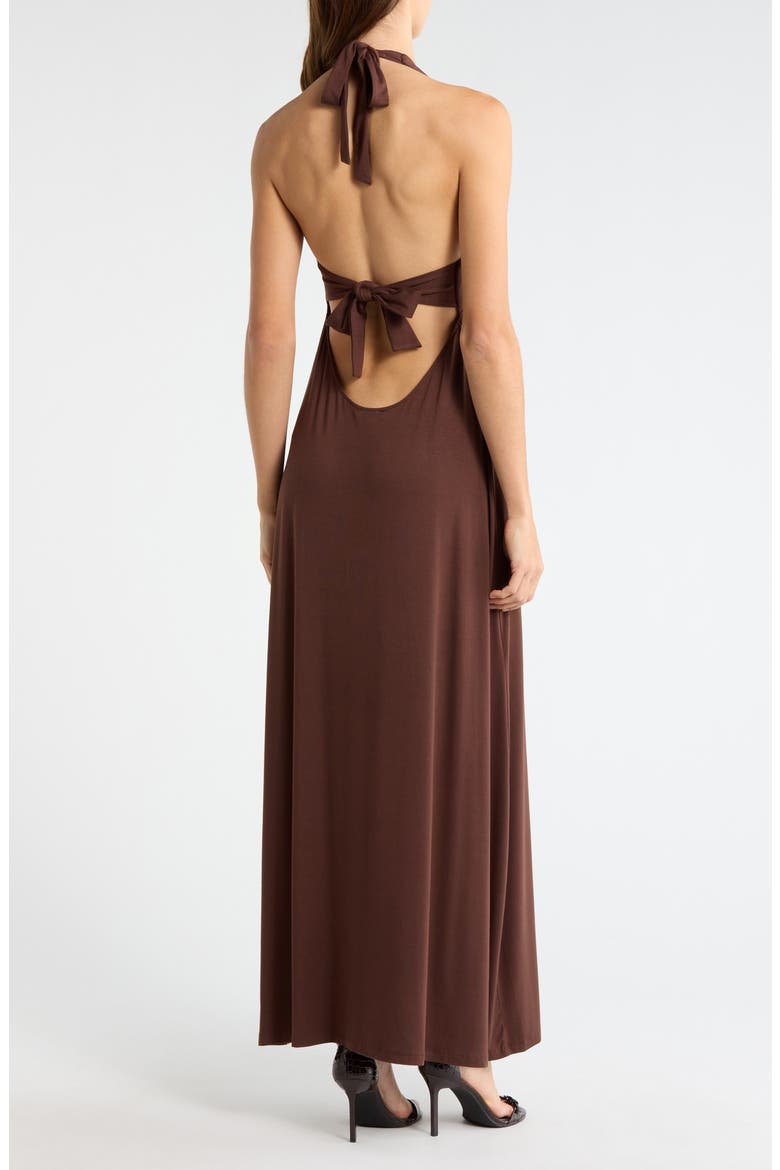 Third Charm Alexa Halter Maxi Dress, Alternate, color, BROWN