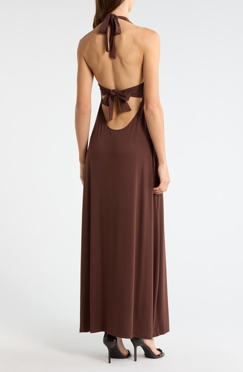 PacSun Third Charm Alexa Halter Maxi Dress, Alternate, color, Brown
