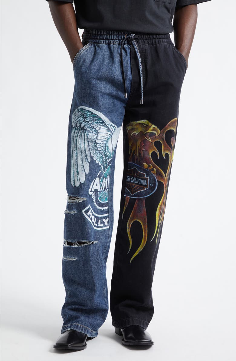 AMIRI Spliced Baggy Jeans, Main, color, Multi