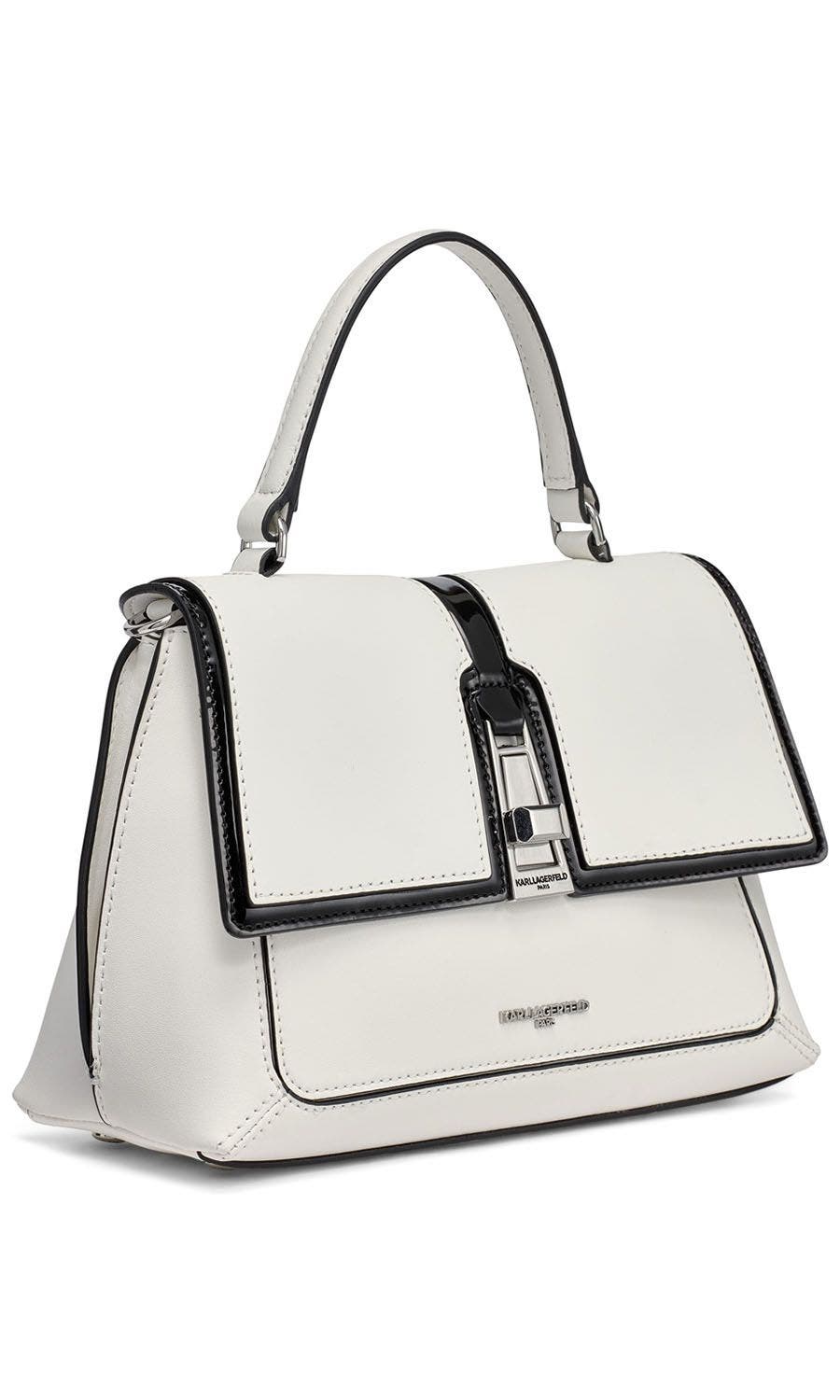 KARL LAGERFELD PARIS Mercerie Satchel, Alternate, color, White/Black 1
