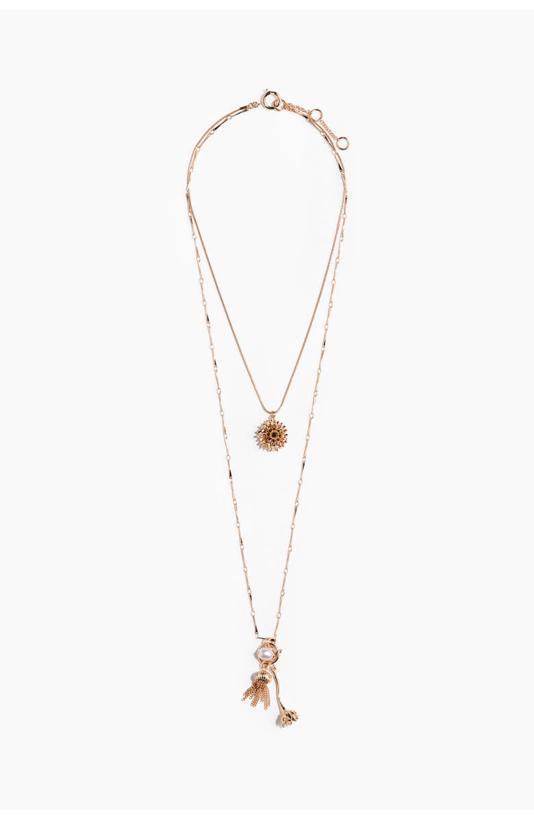 H&M Two-strand Pendant Necklace, Main, color, Gold-Colored