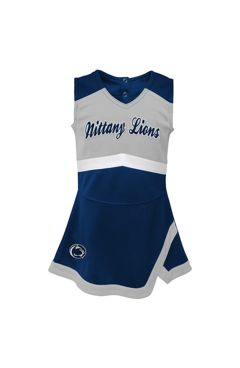 Outerstuff Girls Preschool Navy Penn State Nittany Lions Two-Piece Cheer Captain Jumper Dress & Bloomers Set, Alternate, color, 