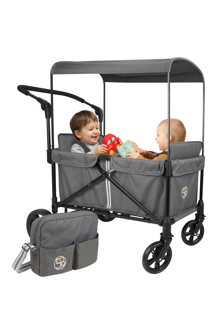 Wag N Stroll Tandem Wagon Push Cart, Alternate, color, Multicolored