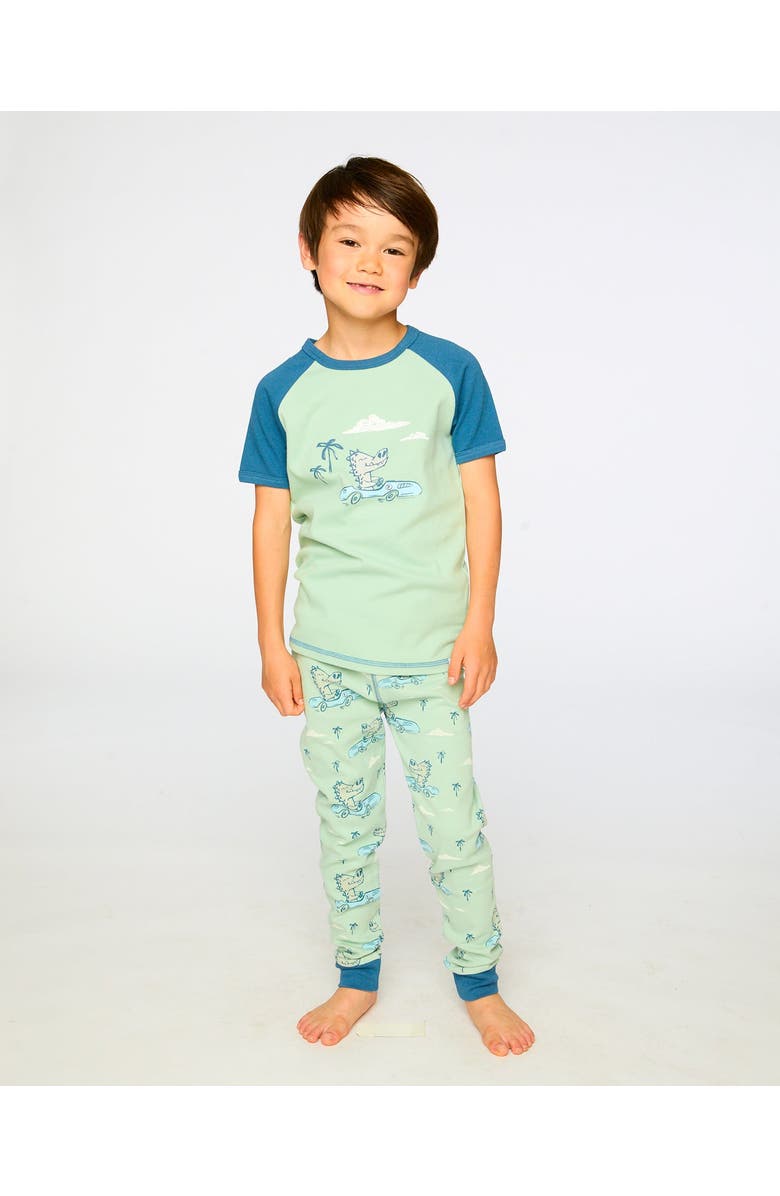 Deux par Deux Organic Cotton Crocodile Two-Piece Pyjama Set, Alternate, color, Green Printed Crocodiles