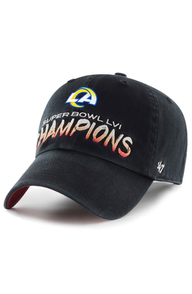 '47 Men's '47 Black Los Angeles Rams Super Bowl LVI Champions Sunset Clean Up Adjustable Hat, Alternate, color, 