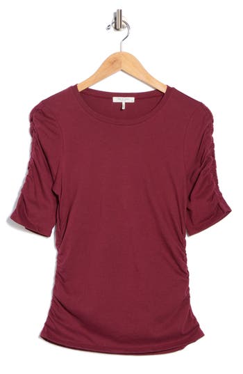 Rag & Bone Juliet Shirred Sleeve Top In Burgundy